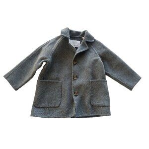 Zara Baby 18-24 Month Wool Blend Grey Peacoat Pockets